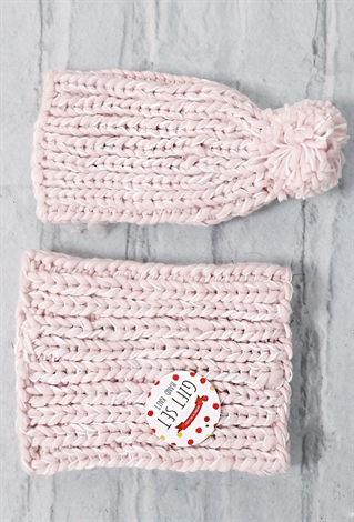 Marled Hand Knit Beanie & Scarf Gift Set