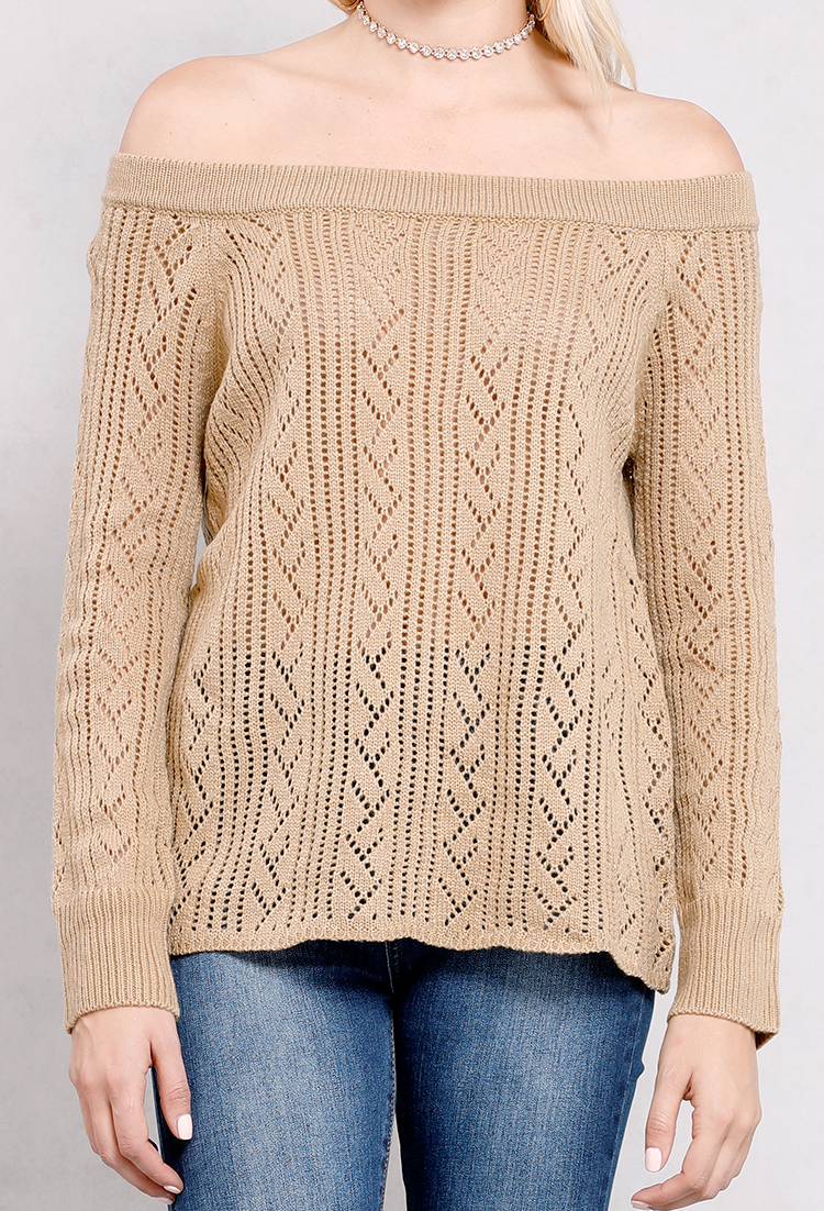 Off-The-Shoulder Open-Knit Sweater