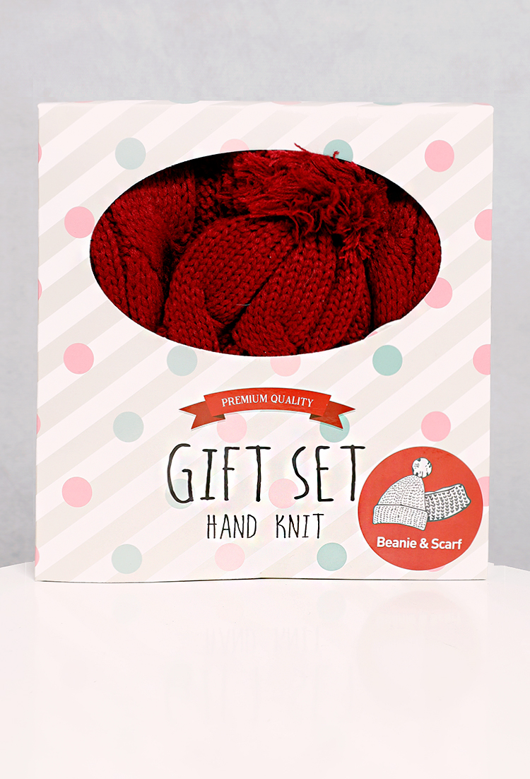 Hand Knit Beanie & Scarf Gift Set