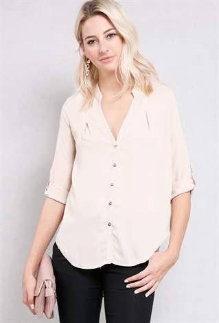 Button-Up Cuffed Blouse
