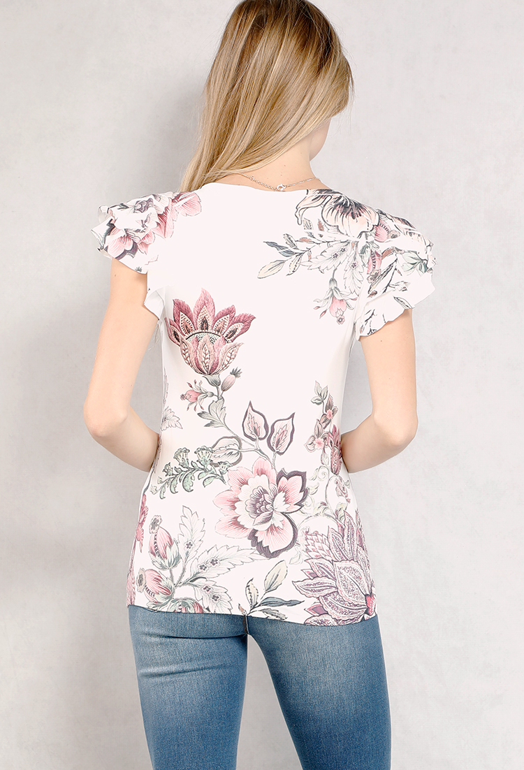 Floral Frill Sleeve Top