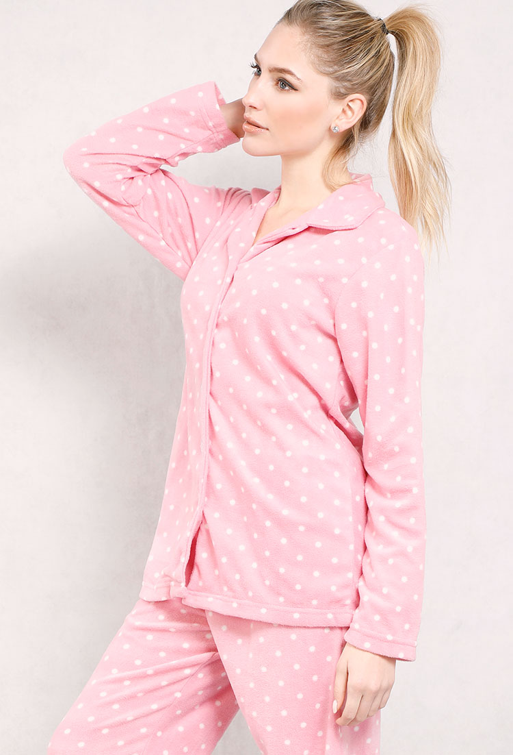 Fleece Polka Dot Pajama Set