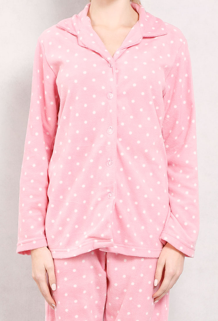 Fleece Polka Dot Pajama Set
