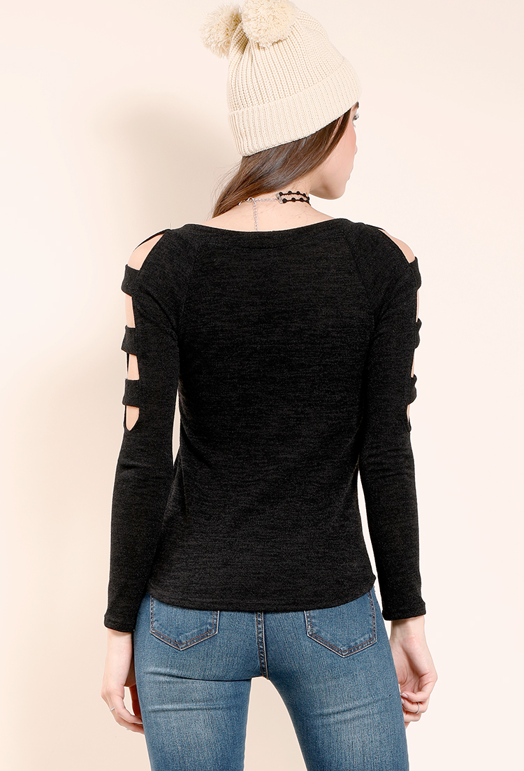 Caged Cutout-Sleeve Top
