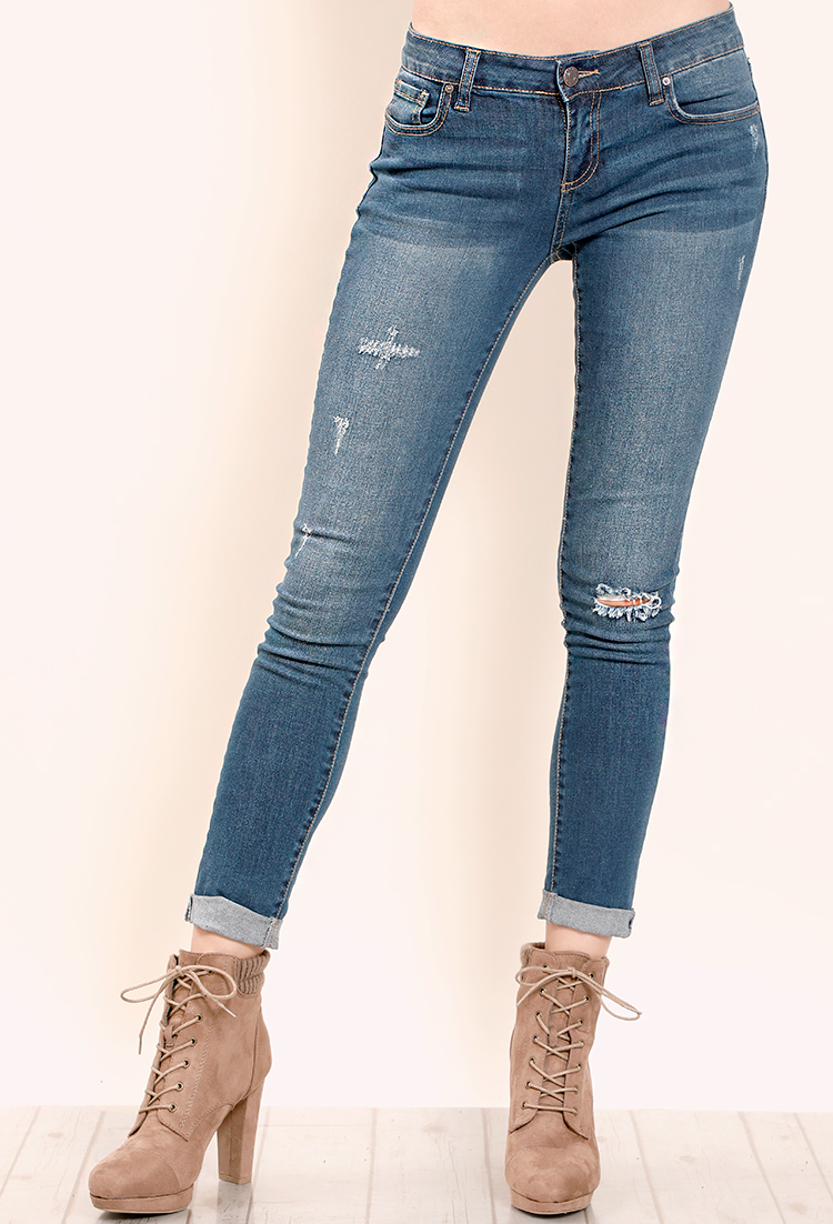 Distressed Skinny Low Rise Jeans