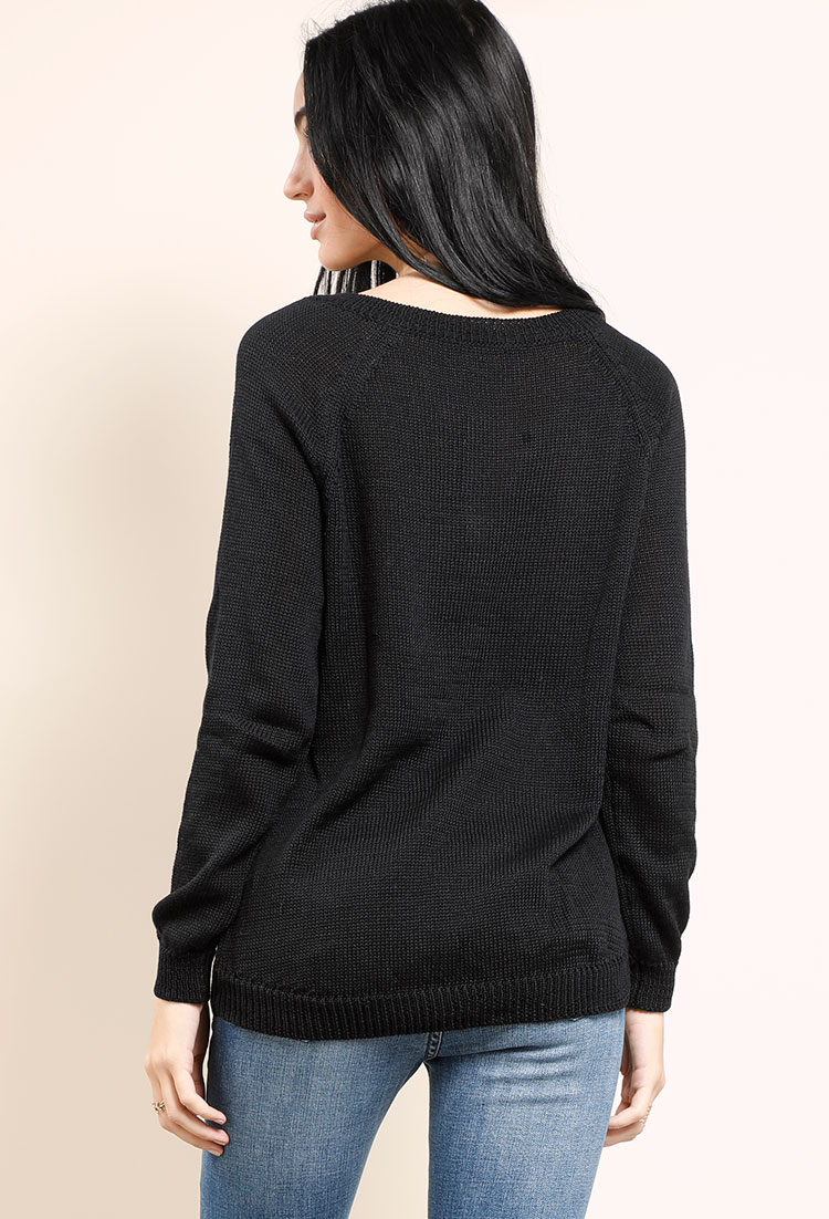 Lace-Up Detail Knit Sweater