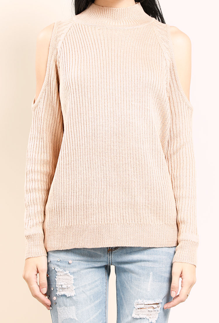 Open-Shoulder Knit Sweater
