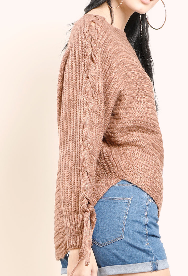 Lace-Up Arm Knit Sweater