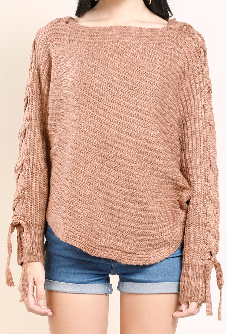 Lace-Up Arm Knit Sweater