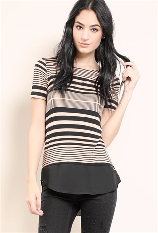 Striped Contrast Top