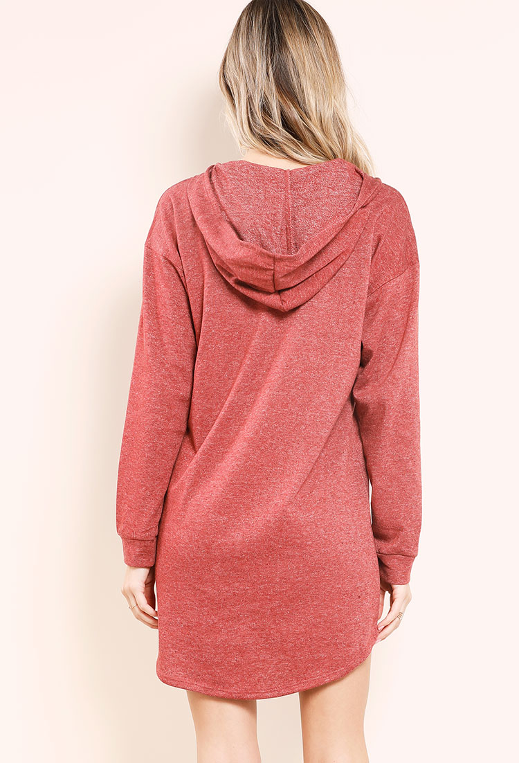 Hooded Lace-Up Longline Sweatshirt