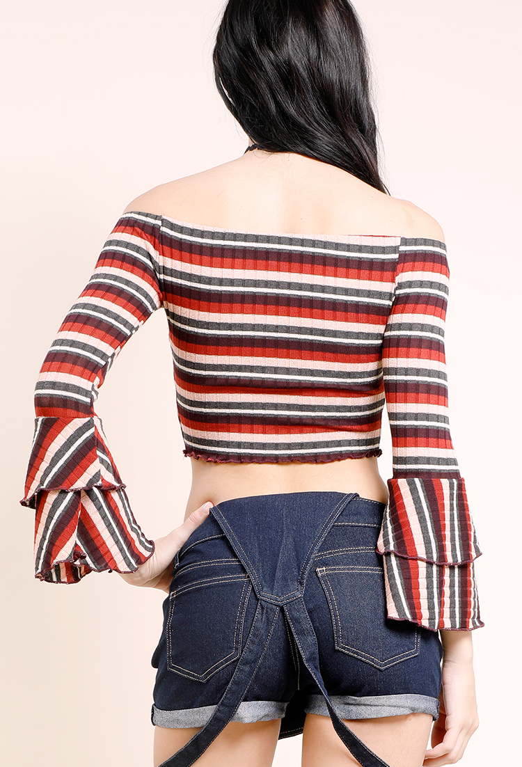 Off-The-Shoulder Striped Cropped Top