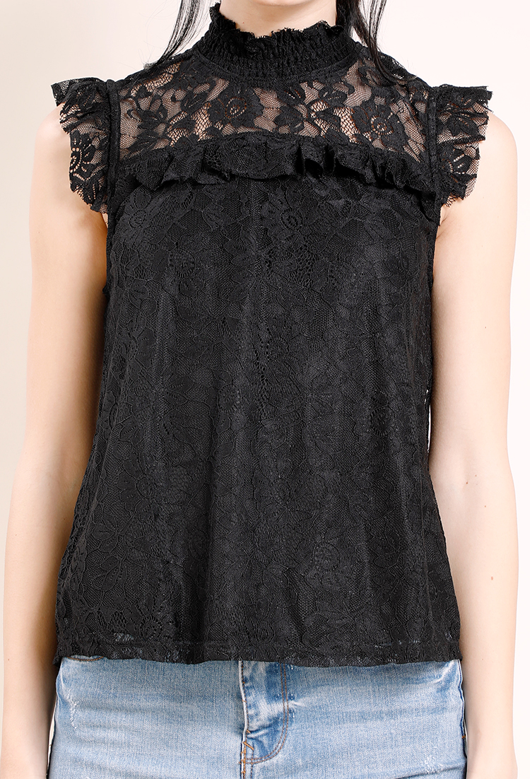 Floral Lace Sleeveless Blouse