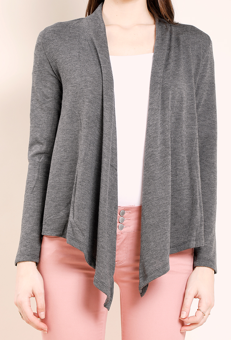 Draped Open-Front Cardigan