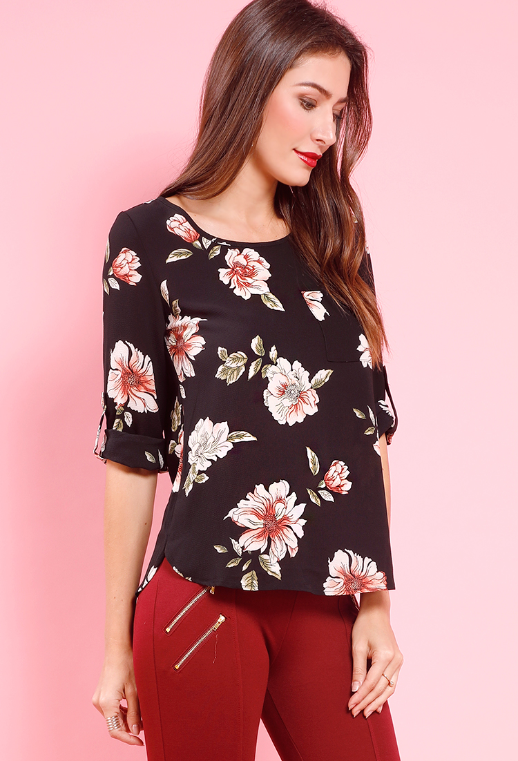 Floral Cuffed Blouse