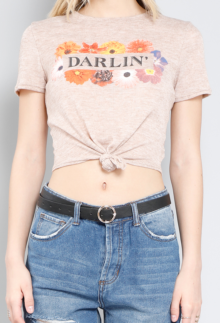 Graphic Cropped Knotted Top