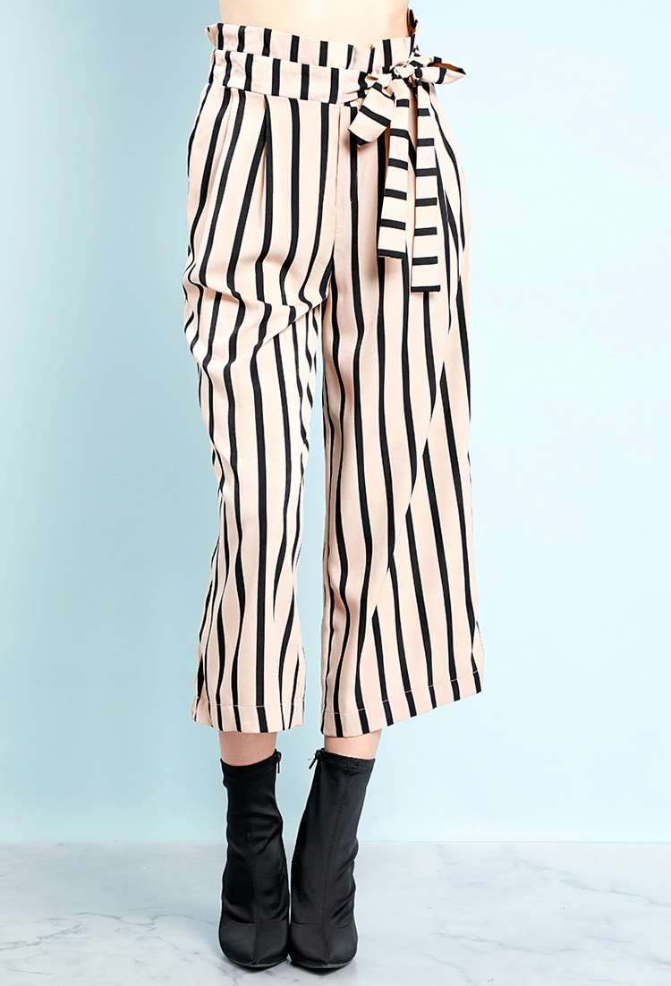 Striped Self-Tie Culottes
