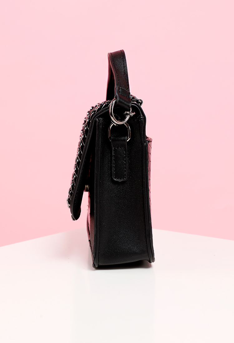 Faux Leather Chain Bag