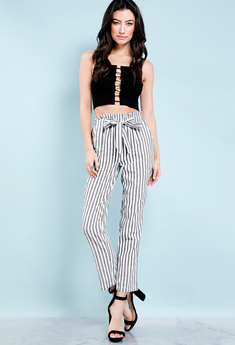 Striped Belted Pants