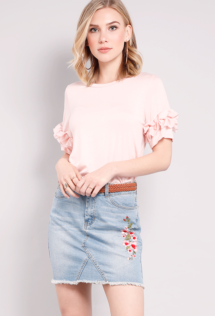 Ruffled Sleeve Accent Top 