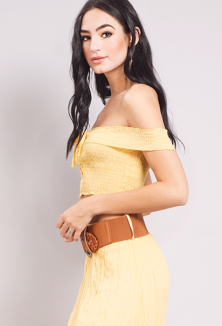 Lace-Up Off-The-Shoulder Cropped Top