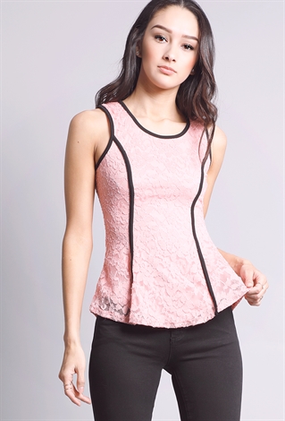 Lined Lace Overlay Sleeveless Top
