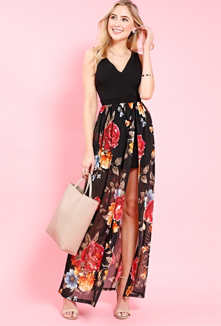 Floral M-Slit Maxi Dress