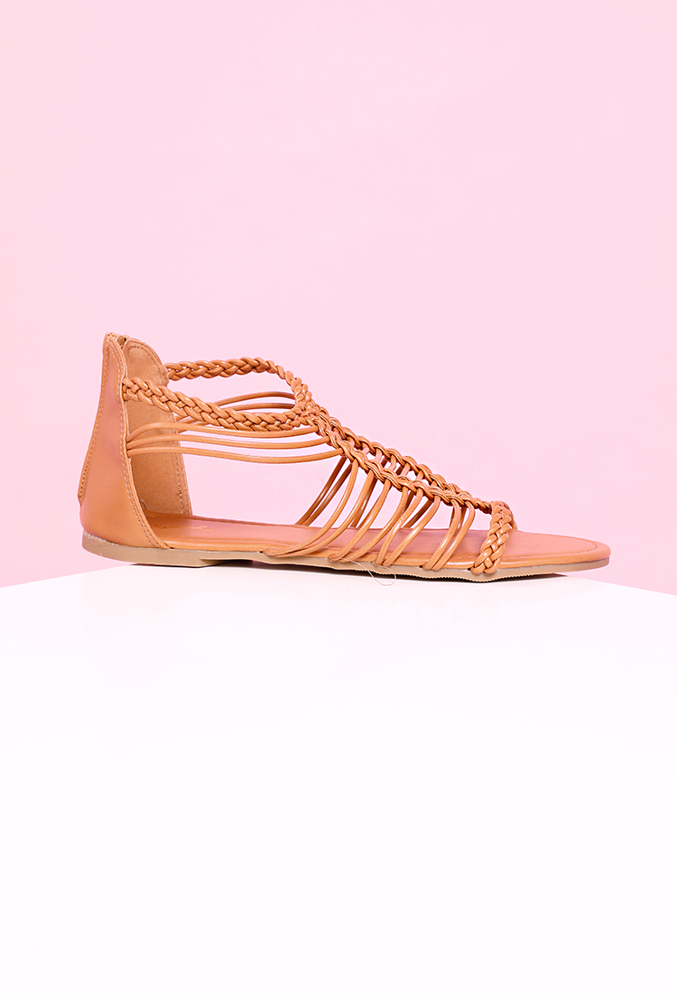 Faux Leather Braided Sandals