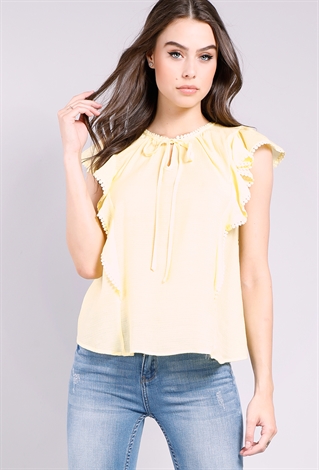 Tie-Front Ruffled Blouse