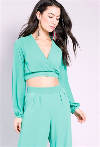 Tie-Back Cropped Wrap Top