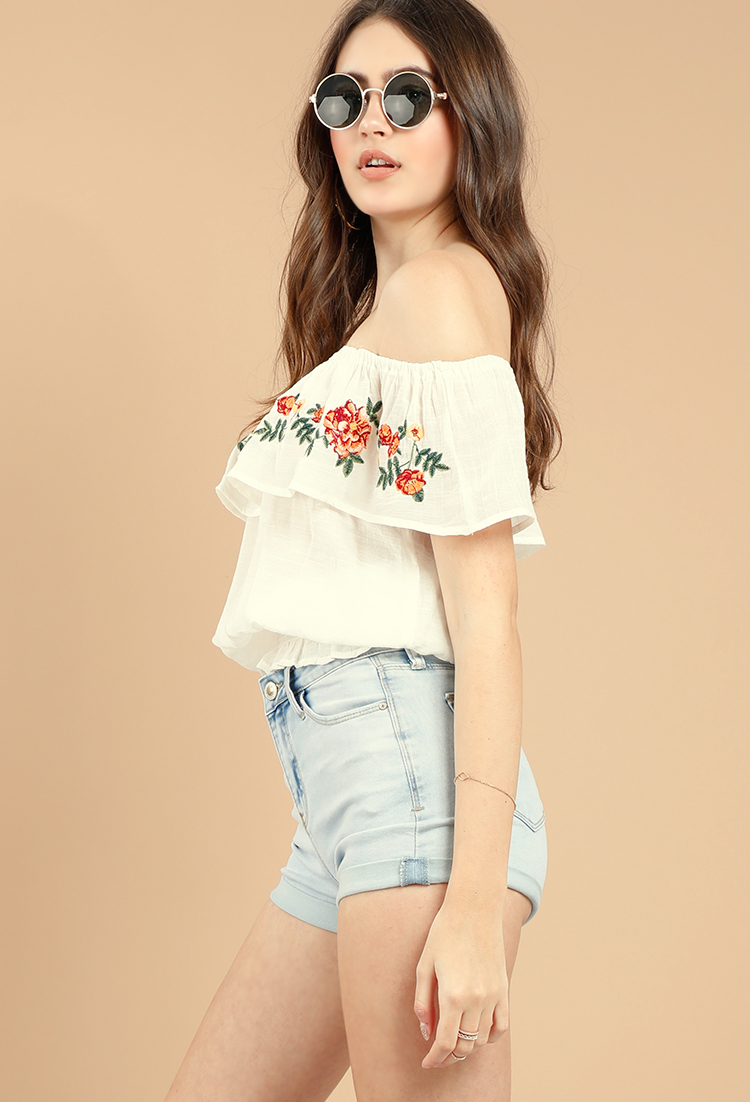 Off-The-Shoulder Embroidered Blouse