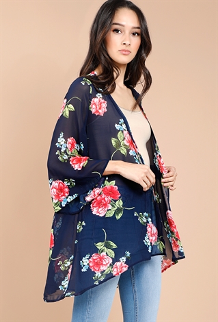 Floral Open-Front Kimono