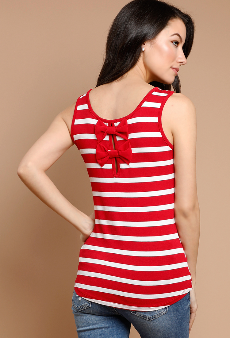 Striped Back-Bow Tank Top