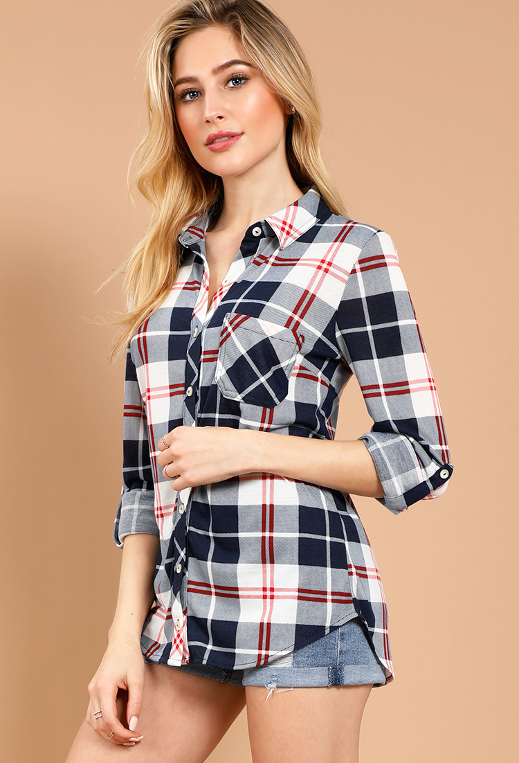 Plaid Button-Up Flannel Shirt