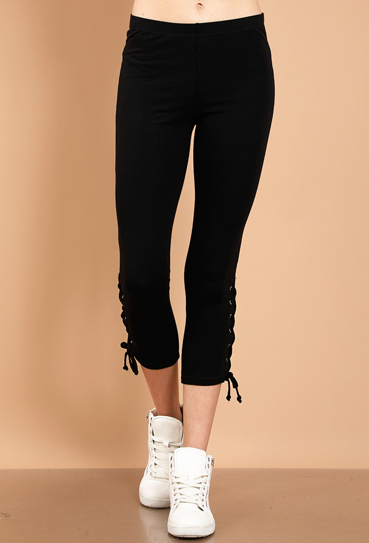 Lace-Up Side Cropped Leggings