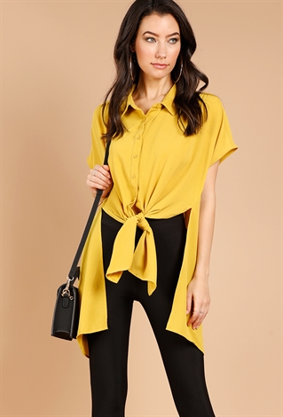 Tie-Front Draped Blouse 