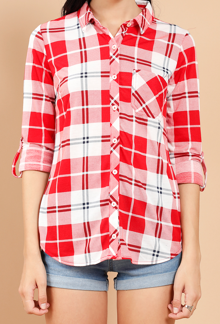 Plaid Button-Up Flannel Shirt
