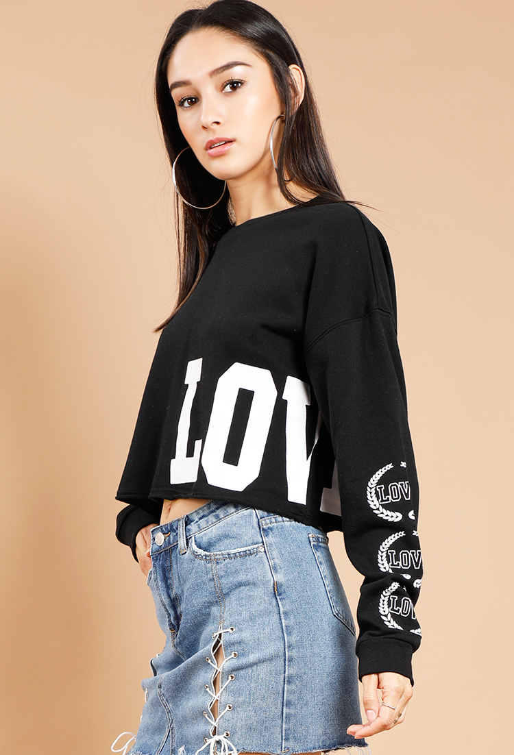 Love Graphic Cropped Sweatshirt