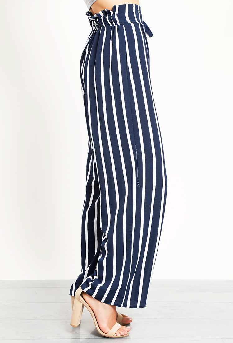 Striped Wild-Leg Tie Pants
