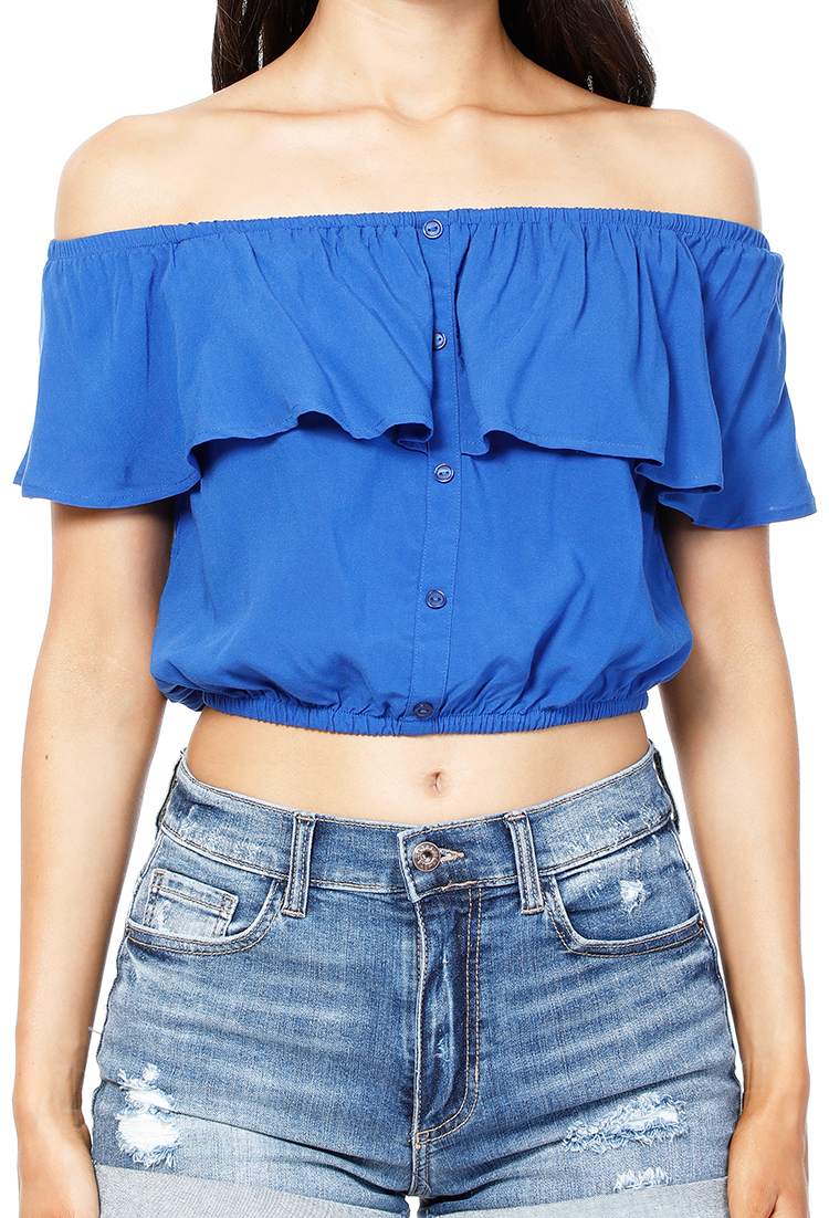 Front Button Off The Shoulder Top