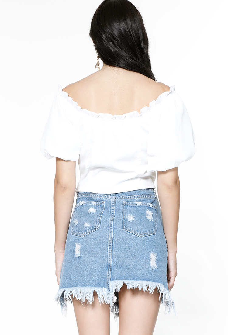Front Lace-Up Off The Shoulder Top