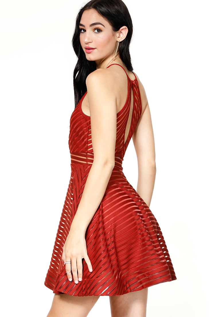 Fit And Flare Striped Mini Dress