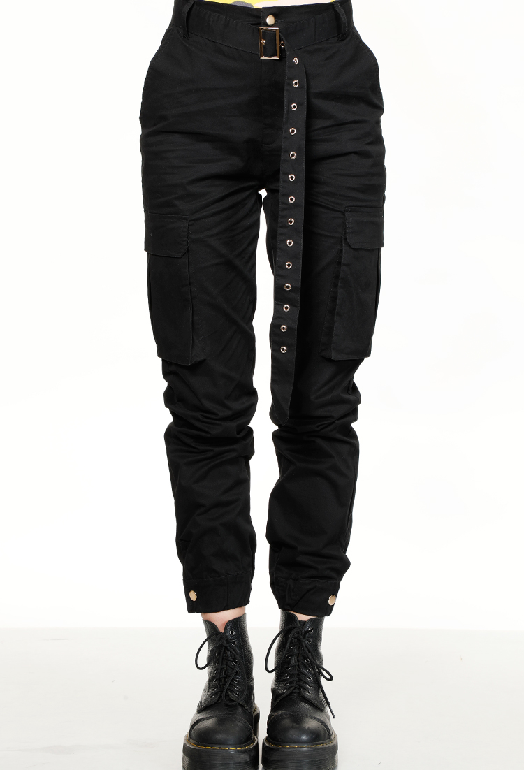 High Waisted Cargo Pants With Belt 