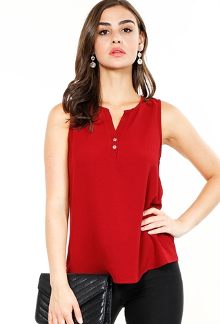 Front Button Short Sleeve Dressy Top