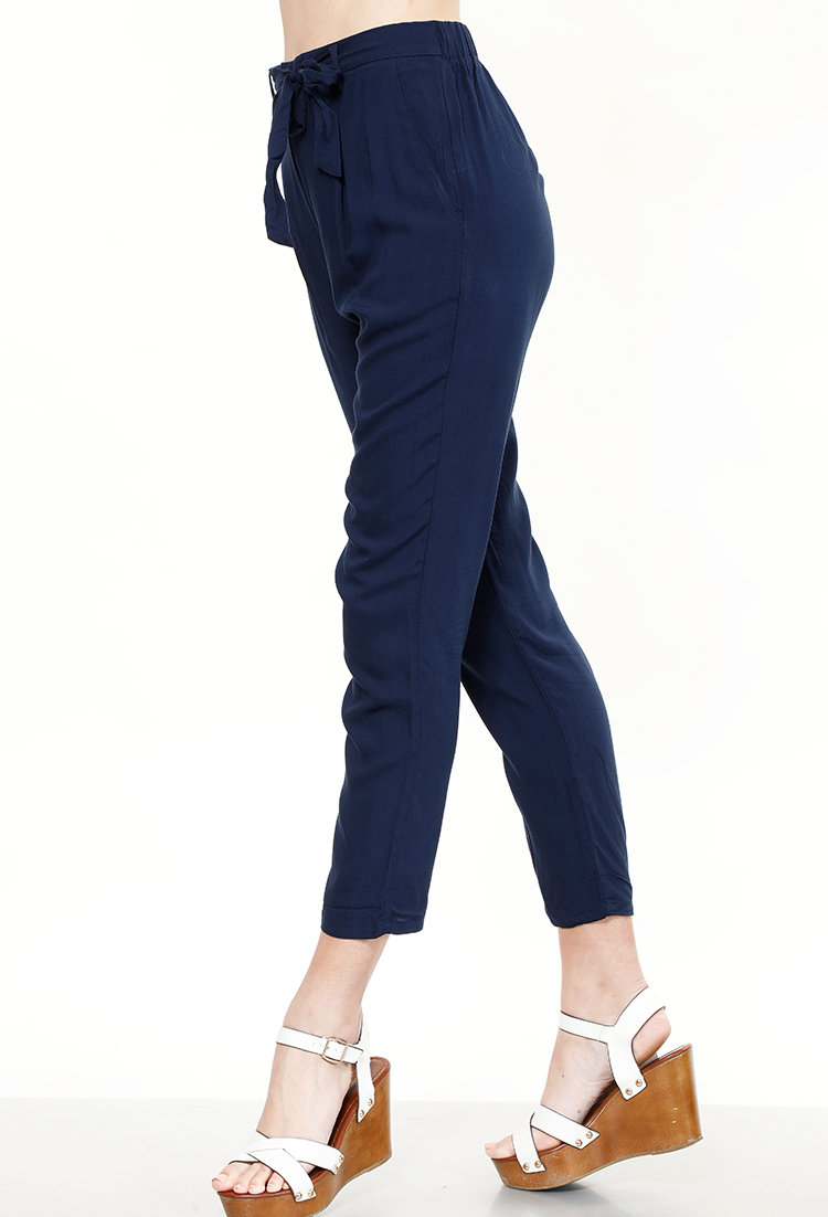 High-Waisted  Tie-Front Pants