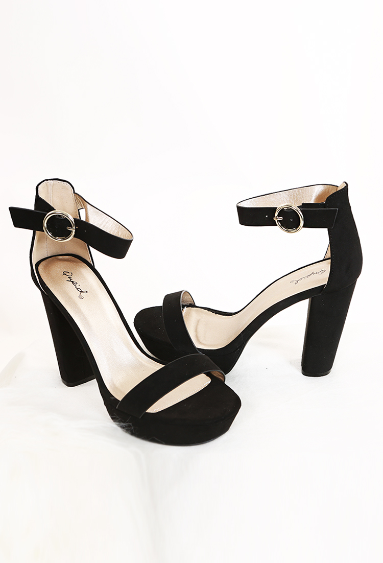 Faux Shuede Ankle Strap Heels