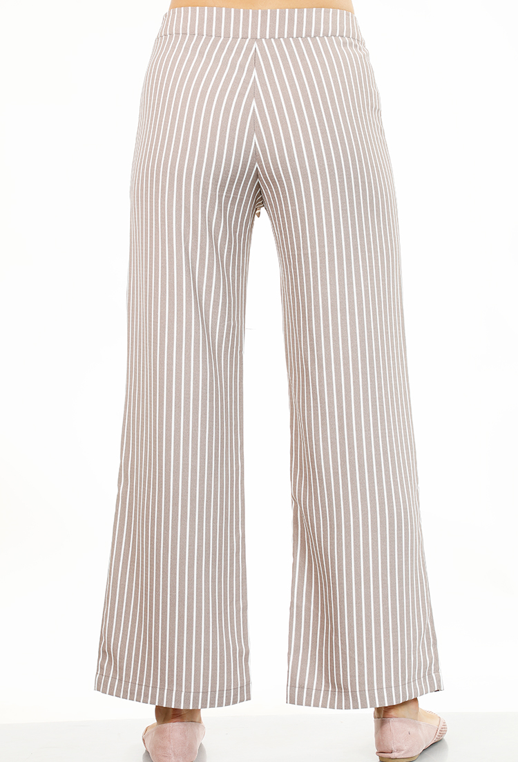 Front Tie Detail Striped Palazzo Pants