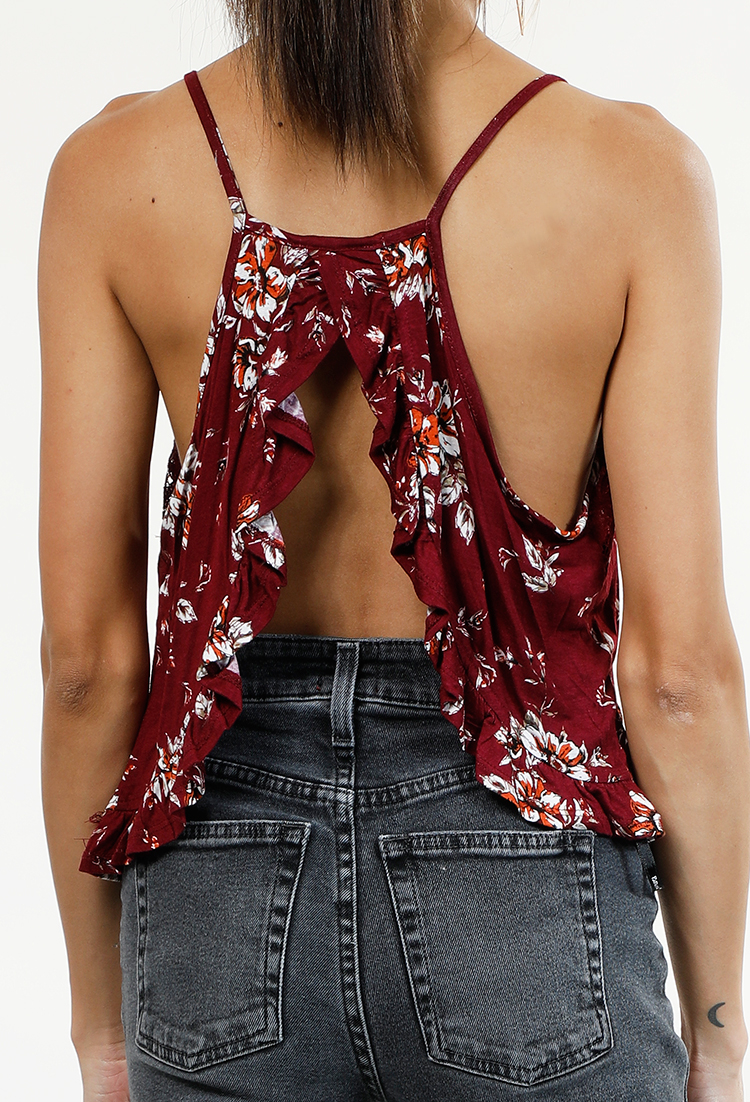 Floral Print Lace Detailed Top 