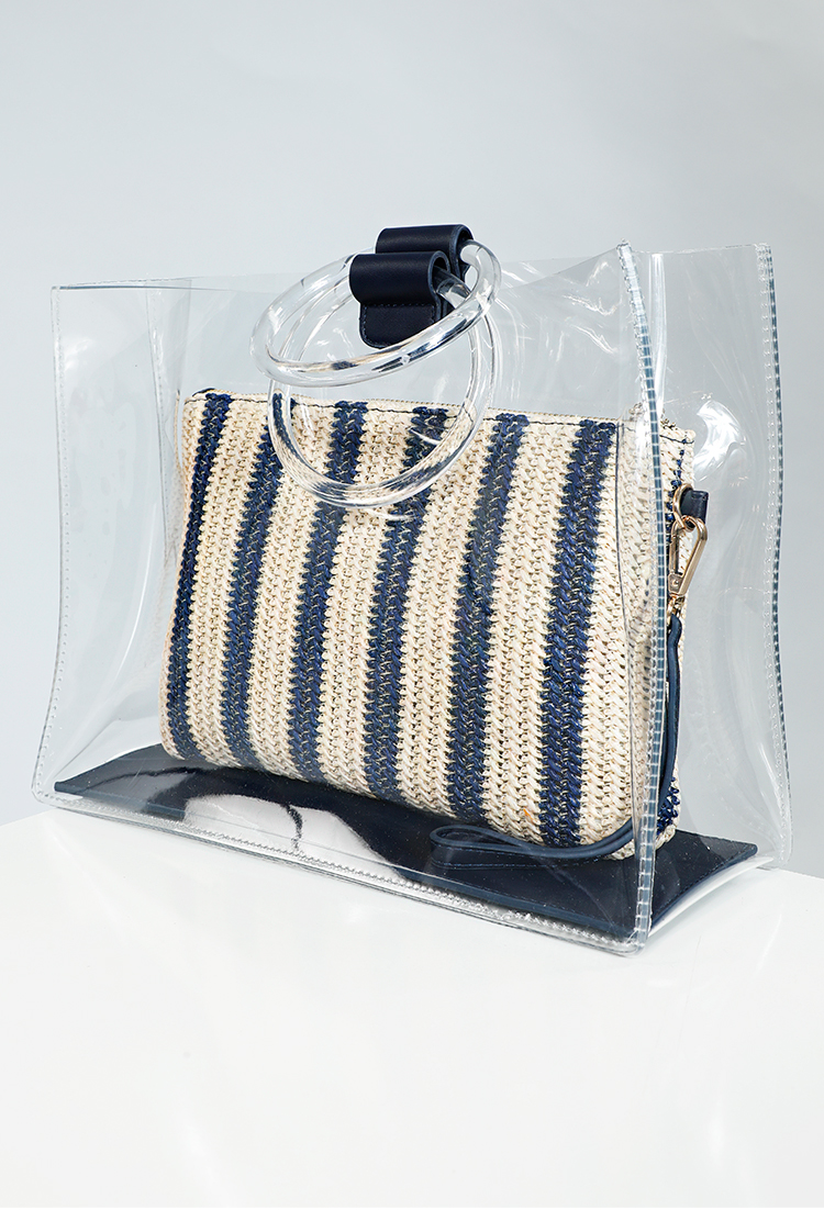 Striped Clear Ring Bag