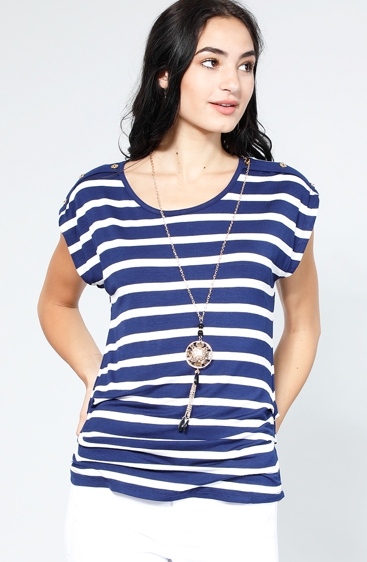 Striped Top With Necklace